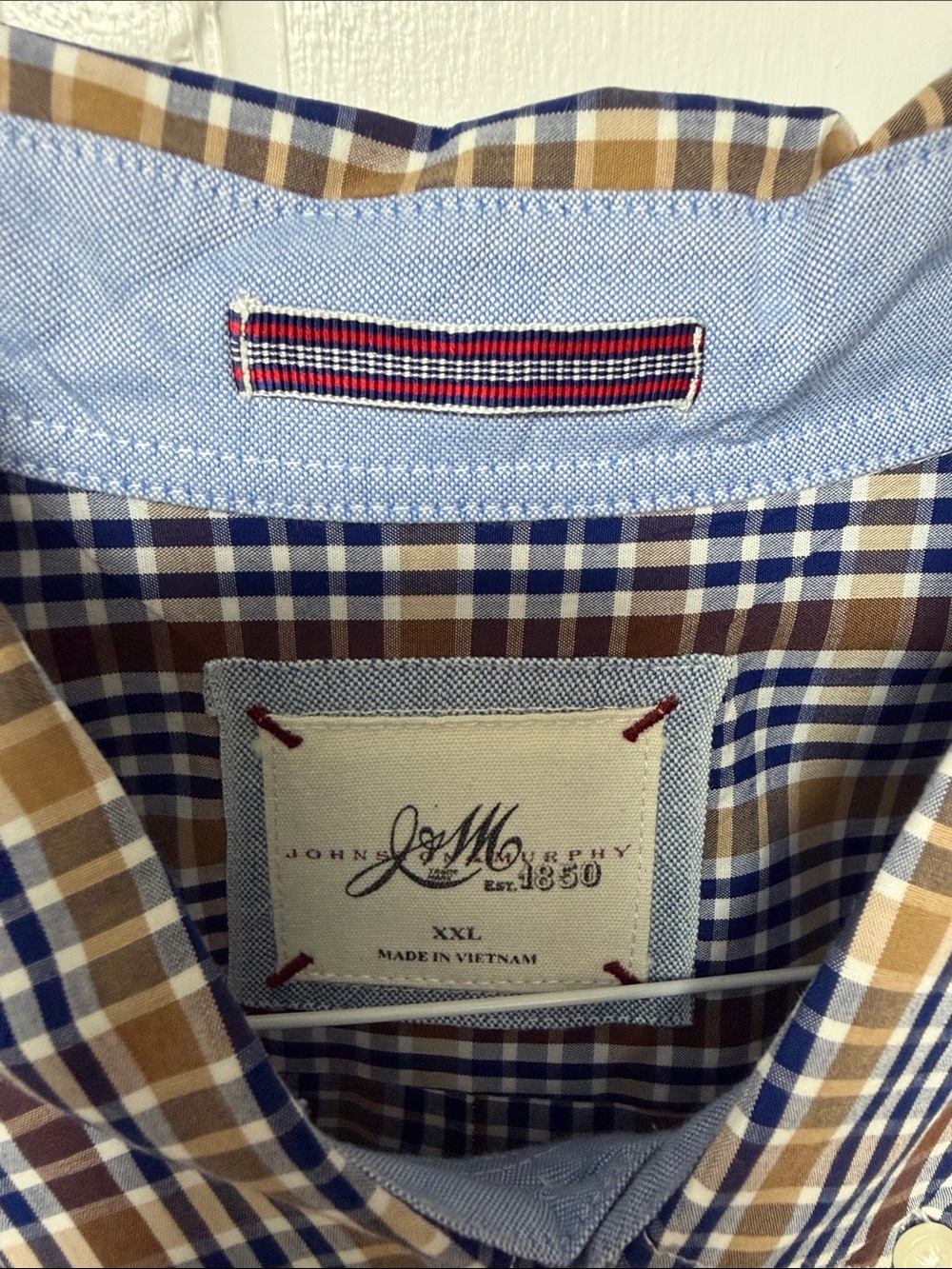 John Murphy Men's XXL Check Button-Down Shirt in Blue and Brown